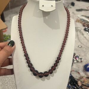 Garnet Necklace Elegant Black and Red Beaded Necklace